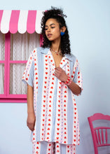 Load image into Gallery viewer, Maya Shirt Vis Blue Stripes Red Hearts Πουκάμισο Petit Boutik