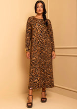 Φόρτωση εικόνας στο εργαλείο προβολής Συλλογής, Amelia Dress Brown Animal Print Leopar Φούτερ Φόρεμα με Ζώνη Petit Boutik
