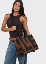 Load image into Gallery viewer, In The Name Crosstote Large EA Logo Brown Elena Athanasiou