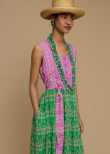 Load image into Gallery viewer, MAXI DRESS SYROS (KARAVAKI MIX GREEN/PURPLE PRINT) MELITΤA