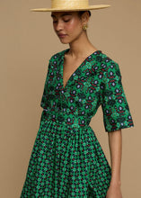 Load image into Gallery viewer, MINI DRESS SIFNOS (AMORGOS BIRD BLACK & GREEN PRINT) MELITTA