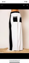 Load image into Gallery viewer, Black and White Cotton-blend side striped terry pants LESS SONDER FEELING