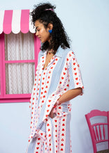 Load image into Gallery viewer, Maya Shirt Vis Blue Stripes Red Hearts Πουκάμισο Petit Boutik