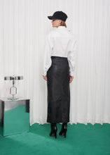 Load image into Gallery viewer, PURPOSE FAUX LEATHER MIDI SKIRT BLACK ARPYES