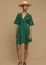 Load image into Gallery viewer, MINI DRESS SIFNOS (AMORGOS BIRD BLACK & GREEN PRINT) MELITTA