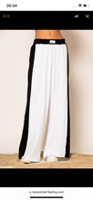Load image into Gallery viewer, Black and White Cotton-blend side striped terry pants LESS SONDER FEELING