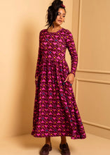 Φόρτωση εικόνας στο εργαλείο προβολής Συλλογής, Isabella Dress Magenta Hearts Cubes Jersey Φόρεμα με Τσέπες Petit Boutik