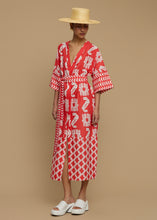 Load image into Gallery viewer, KIMONO POLIAIGOS (NAXOS CUSHION RED & WHITE PRINT) MELITTA