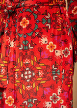 Φόρτωση εικόνας στο εργαλείο προβολής Συλλογής, Iris Wrap Dress Red Terracotta Folk Pixel Flower Βελούδινο Rip Φόρεμα Κρουαζέ Petit Boutik