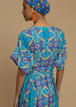 Load image into Gallery viewer, MAXI DRESS TINOS (SIFNOS BIRD BLUE PRINT) MELITTA