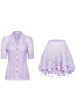 Load image into Gallery viewer, Lisette faux-floral embellished top & skirt matching set MISS ROSIER