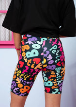 Load image into Gallery viewer, Biker Short Black Multi Petit Letters Ποδηλατικό Κολάν Petit Boutik