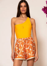 Load image into Gallery viewer, LSF Signature Print Wide Leg Shorts in Orange LESS SONDER FEELING