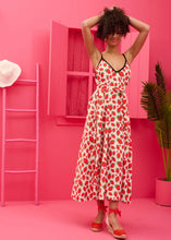 Load image into Gallery viewer, Matina Dress White Strawberries Φόρεμα με Ζώνη & Τσέπες Petit Boutik