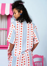 Load image into Gallery viewer, Maya Shirt Vis Blue Stripes Red Hearts Πουκάμισο Petit Boutik