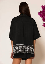 Load image into Gallery viewer, “Semedaki” Oversized Satin Shirt with logo print LESS SONDER FEELING