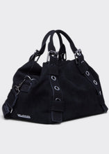 Load image into Gallery viewer, Hug Bag Suede Τσαντα Χειρος Μαυρη Large Elena Athanasiou
