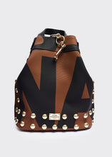 Load image into Gallery viewer, Hype Black N’ Metal Backpack EA Logo Brown Gold Elena Athanasiou
