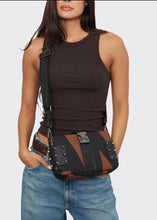 Load image into Gallery viewer, City Lady Clutch Logo Brown Elena Athanasiou
