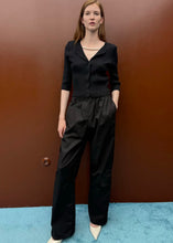 Load image into Gallery viewer, KNIT CARDIGAN WITH PEARLS BLACK MILKWHITE
