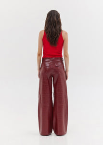 INAYA LEATHER PANTS (CROCO BURGUNDY) SUNSETGO