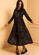 Load image into Gallery viewer, Isabella Dress Black Connecting Hearts Velvet Rip Φόρεμα με Τσέπες Petit Boutik
