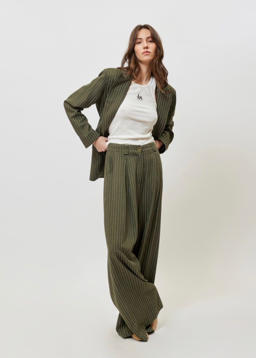 JOSEFINE STRIPPED PANTS KHAKI STRIPES SUNSETGO