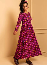 Φόρτωση εικόνας στο εργαλείο προβολής Συλλογής, Isabella Dress Magenta Hearts Cubes Jersey Φόρεμα με Τσέπες Petit Boutik
