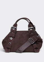Load image into Gallery viewer, Hug Bag Suede Τσαντα Χειρος Καφε Small Elena Athanasiou
