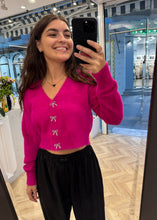 Load image into Gallery viewer, SHORT KNIT WITH BOWS FUCHSIA MILKWHITE
