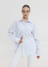 Load image into Gallery viewer, REINA SHIRT WHITE/BLUE STRIPES SUNSETGO
