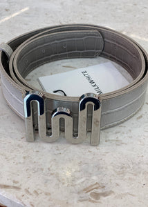 LOGO BELT CROCO GREY MILKWHITE