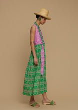 Load image into Gallery viewer, MAXI DRESS SYROS (KARAVAKI MIX GREEN/PURPLE PRINT) MELITΤA
