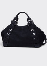 Load image into Gallery viewer, Hug Bag Suede Τσαντα Χειρος Μαυρη Large Elena Athanasiou
