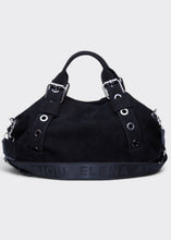 Load image into Gallery viewer, Hug Bag Suede Τσαντα Χειρος Μαυρη Large Elena Athanasiou
