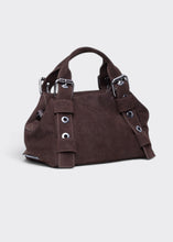 Load image into Gallery viewer, Hug Bag Suede Τσαντα Χειρος Καφε Small Elena Athanasiou
