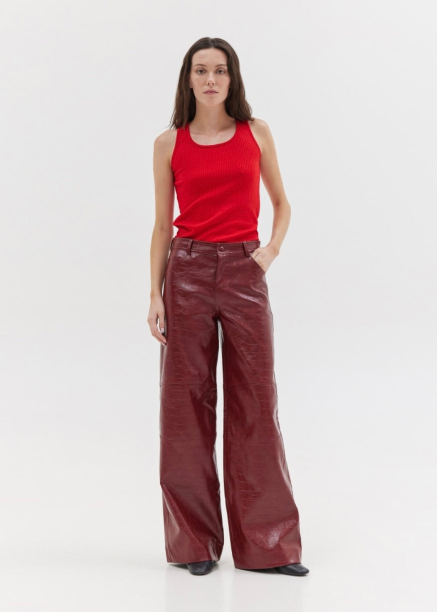 INAYA LEATHER PANTS (CROCO BURGUNDY) SUNSETGO