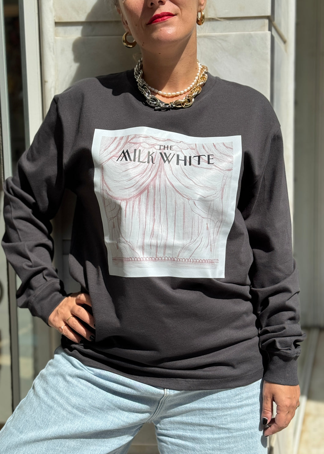 HOODIE CURTAINS FADED BLACK MILKWHITE