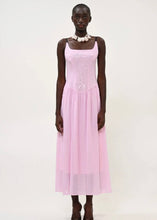 Load image into Gallery viewer, MIDI DRESS EMBROIDERY PINK BOOM
