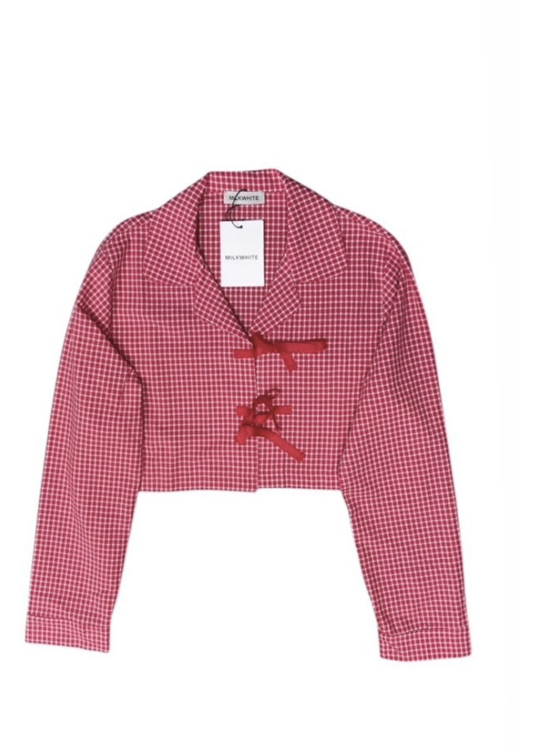 CROPPED SHIRT VICHY RED MILKWHITE