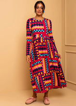 Φόρτωση εικόνας στο εργαλείο προβολής Συλλογής, Isabella Dress Diamond Stripes Jersey Φόρεμα με Τσέπες Petit Boutik
