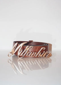 LOGO BELT TOBACCO MILKWHITE