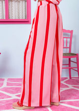 Load image into Gallery viewer, Lora Pants Vis Pink Red Triple Stripes Παντελόνα με Τσέπες Petit Boutik
