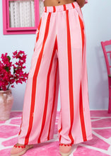 Load image into Gallery viewer, Lora Pants Vis Pink Red Triple Stripes Παντελόνα με Τσέπες Petit Boutik
