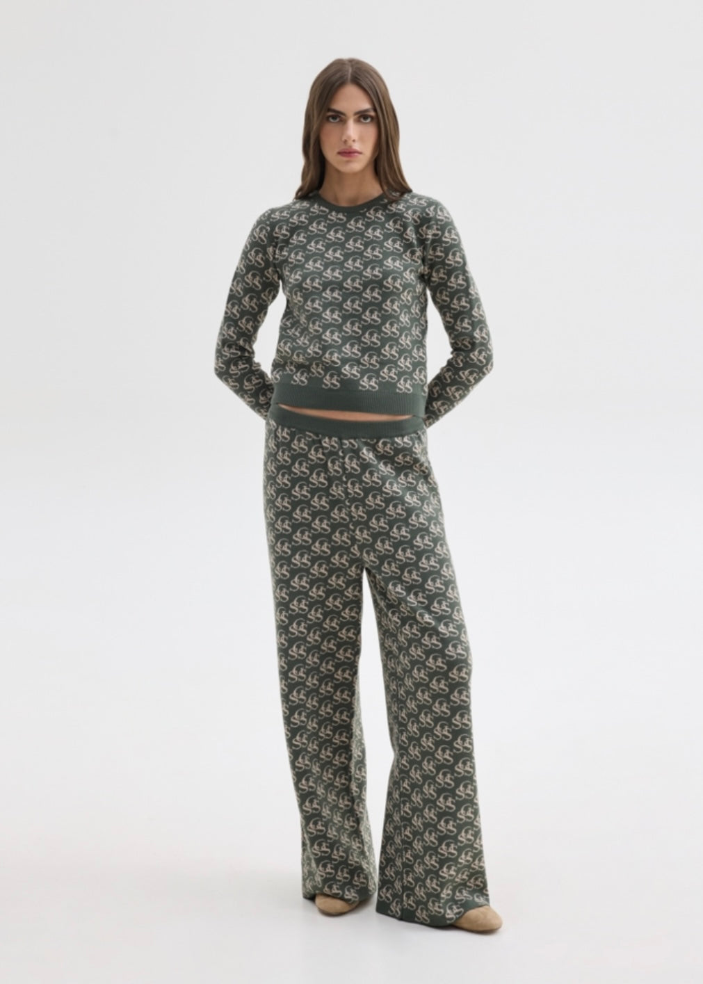 NANCY KNIT PANTS KHAKI SUNSETGO