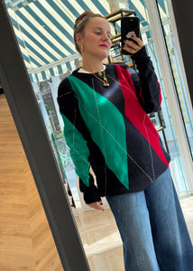 LILIAN SWEATER  RED GREEN PALOMAS Y MARGARITAS