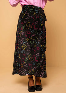 Klara Wrap Skirt Connecting Hearts Βελούδινη Ριπ Δετή Φούστα Petit Boutik