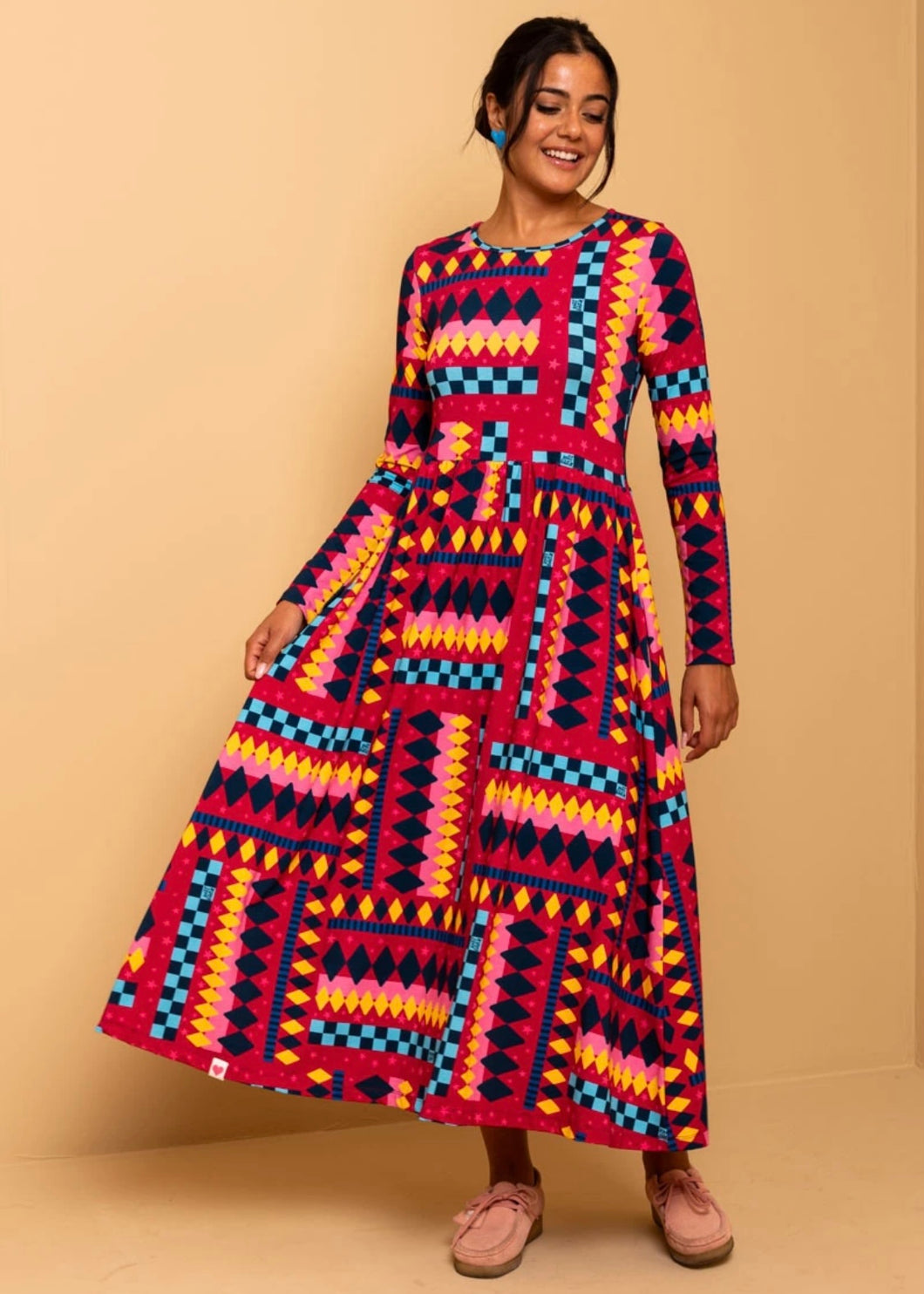 Isabella Dress Diamond Stripes Jersey Φόρεμα με Τσέπες Petit Boutik