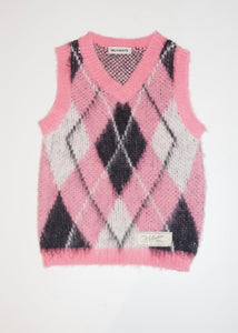 KNIT VEST PINK MILKWHITE