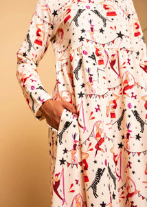 Isabella Dress Cream Circus Φούτερ Φόρεμα με Τσέπες Petit Boutik